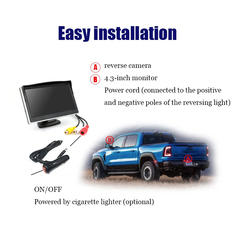 Car Mounted Display Screen 4.3-inch Desktop High Definition Blind Spot Two Way AV Video Reversing Image Priority Display Parking