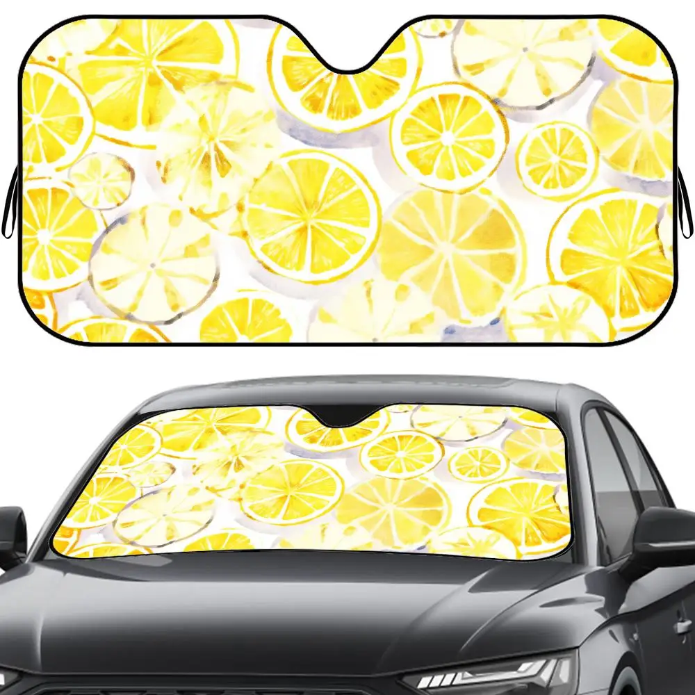 

Lemon Fruit Pattern Sun Visor Reusable Aluminum Foil Car Windshield Sun Visor UV Protector Heat Insulation Cover Shade