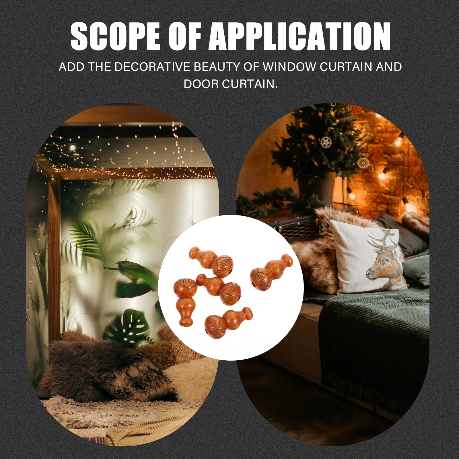

200 Pcs Gourd Bead Curtain Accessories Door Decor Wood Beaded Decorative Accessory Curtains Beads Diy for Doorways Decorations