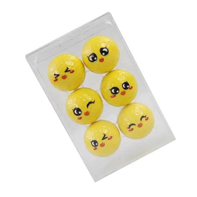 R6fe 6pcs مضحكة كرات الجولف الصفراء الجدد العاطفة وجه كرات الجولف ممارسة كرات الجولف جميلة ملحقات الجولف للرجال نساء #1