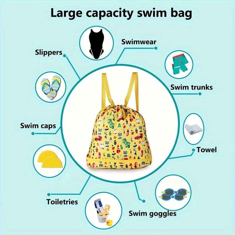 Sacs de natation de sport d'été pour enfants, sac à dos de rangement, étanche, support sec, poudres de séparation, sac de bain de plage, sac de toilette pliant, nouveau