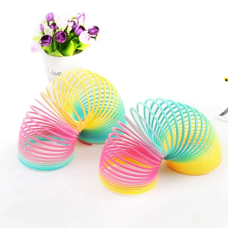 Funny Rainbow Circle Early Development Parenting Educational Folding Plastic Spring Coil Children\'s Creative Magical Toys