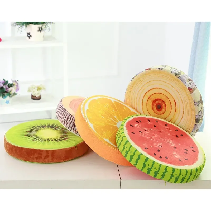 [ Funny] 40cm 3D Fruit Orange/Kiwi/watermelon/stump cotton toy doll model office Sofa car Cushion plush Stuffed Toy hold Pillow