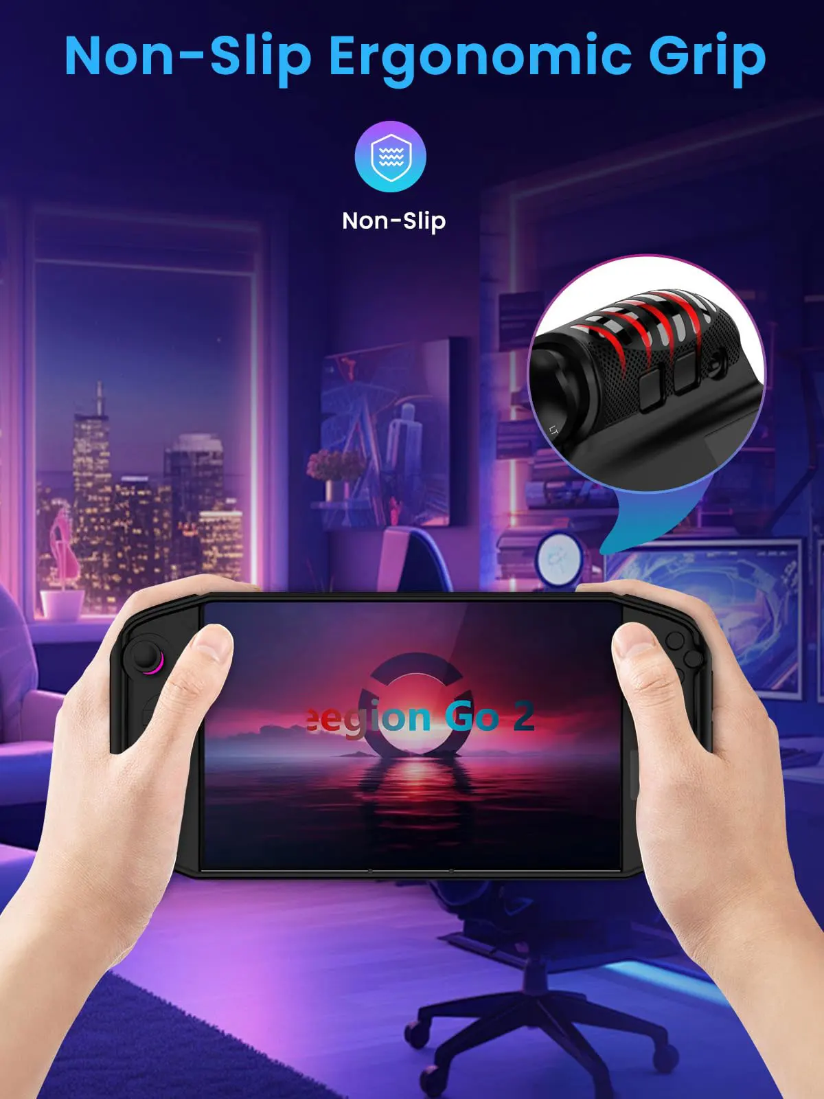 حافظة حماية محمولة من مادة البولي يوريثان الحراري لهاتف Lenovo Legion GO 2، غطاء حماية مضاد للسقوط ومضاد للصدمات لجهاز Legion GO مع حامل