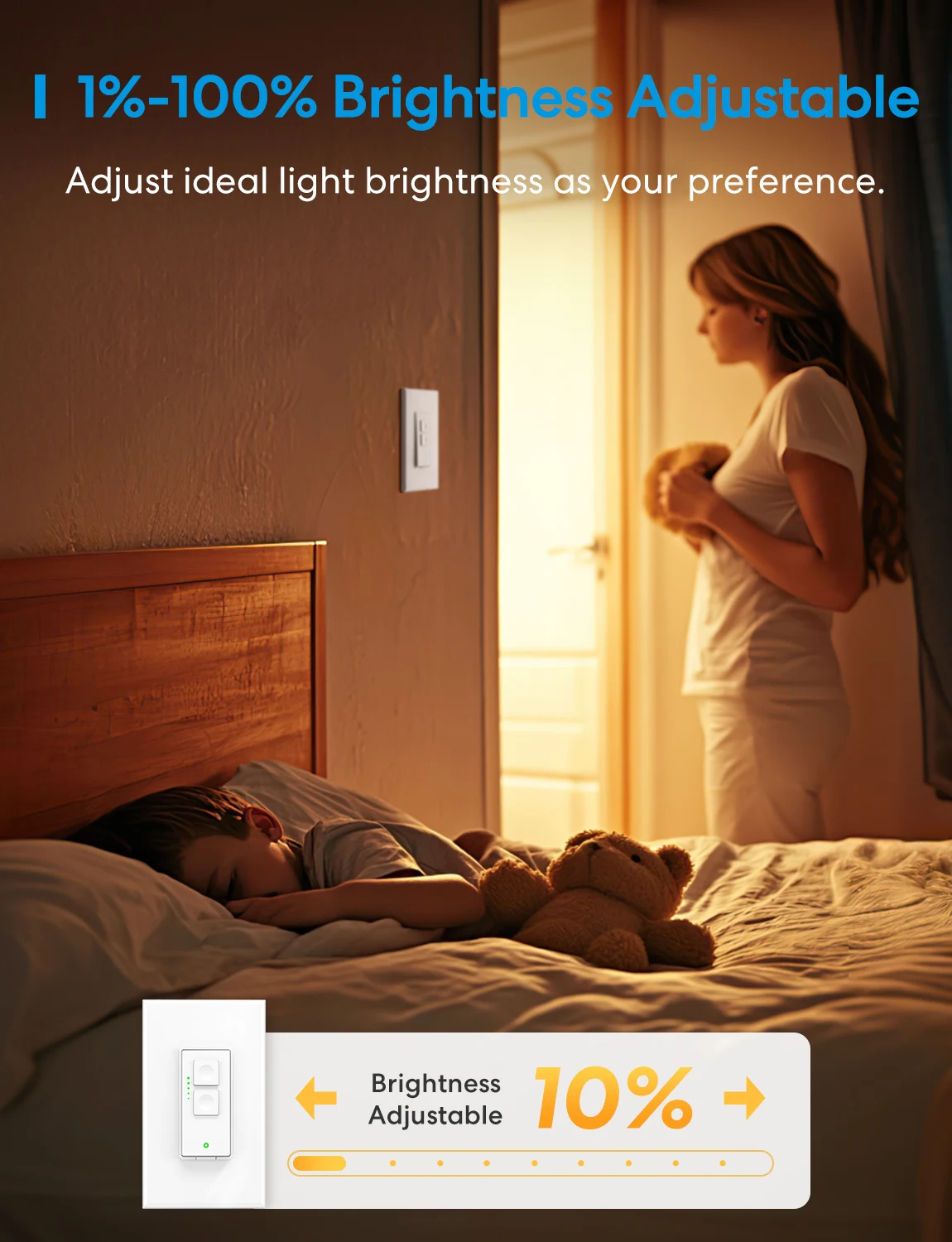 HomeKit-regulador de intensidad inteligente, interruptor de pared inalámbrico estándar de EE. UU., WLAN, compatible con Alexa, asistente de Google, SmartThings, Meross