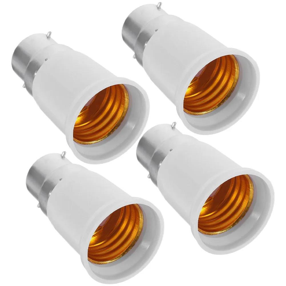 

4Pcs B22 to E27 Light Bulb Socket Adapter Converter Pc Material Safe Short-Circuit Proof Compact Lamp Holder for Home Office