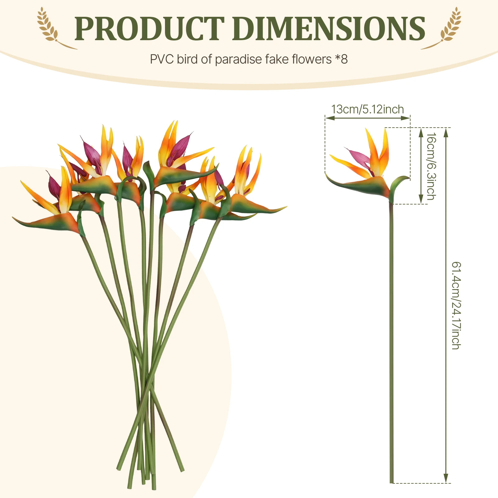 8 Pcs Artificial Bird of Parad - огляд і ціна Bird Paradise Strelitzia