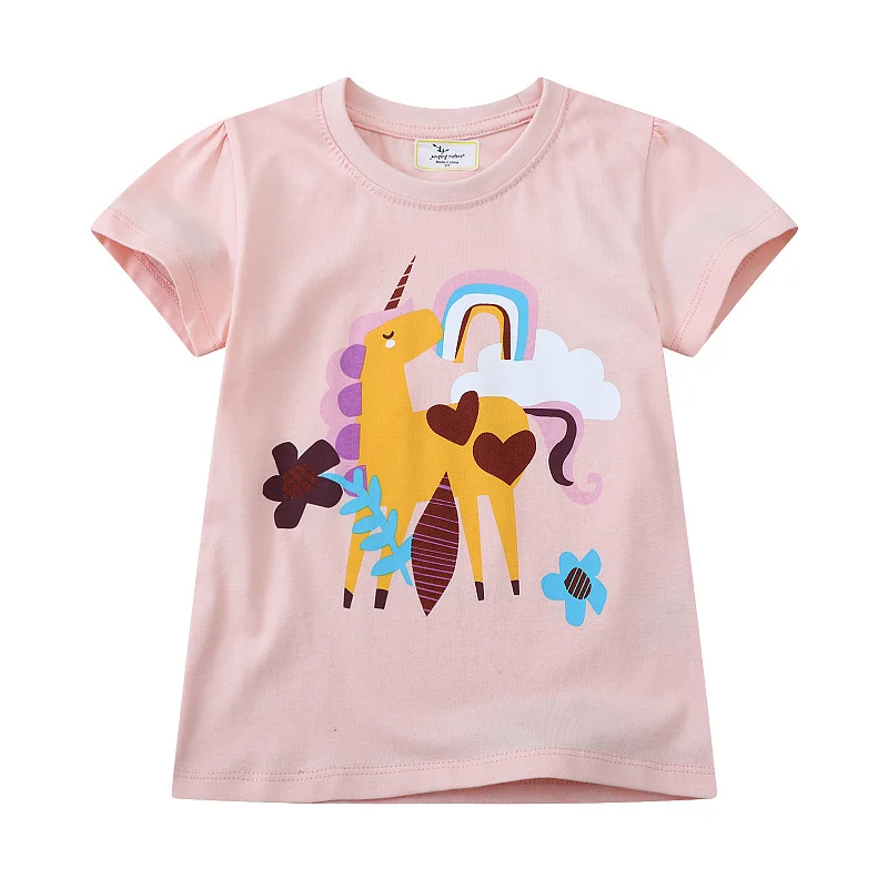 Jumping Meters 2-7T 2025 New Designs Girls T Shirts Summer Children's Clothes Short Sleeve Kids Tees Tops Baby Costume Shirt