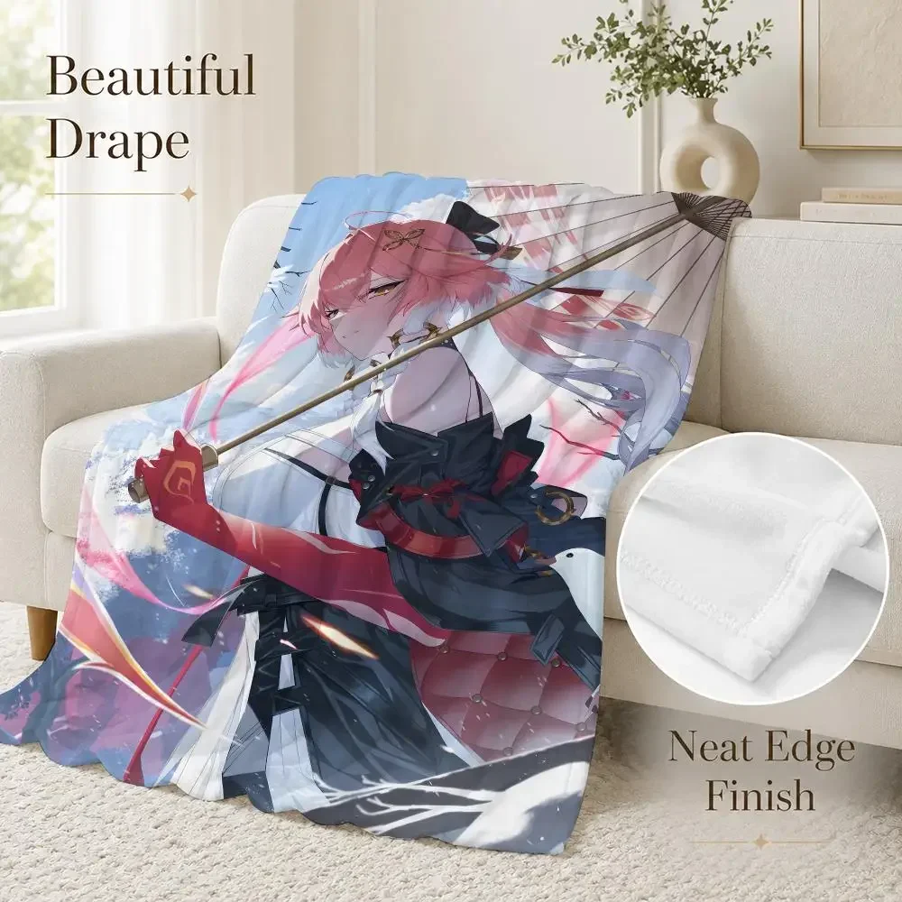 Fiery Game Changli Wuthering Waves Throw Soft Lightweight Flannel Blanket for Sofa Couch Bedroom Living Room Home Decor