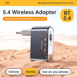 Bluetooth 5.4 Audio Receiver Transmitter For Car TV Speakers PC 3.5 AUX With Mic Stereo Music Wireless Audio Adapter Car Kit