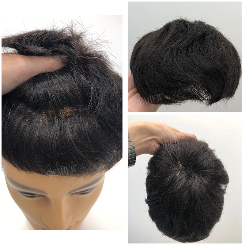 Australia Toupee Pre-Styled Men Lace PU Base Wig For Men Male Hair Prosthesis Breathable Man Wig Human Hair Replament System