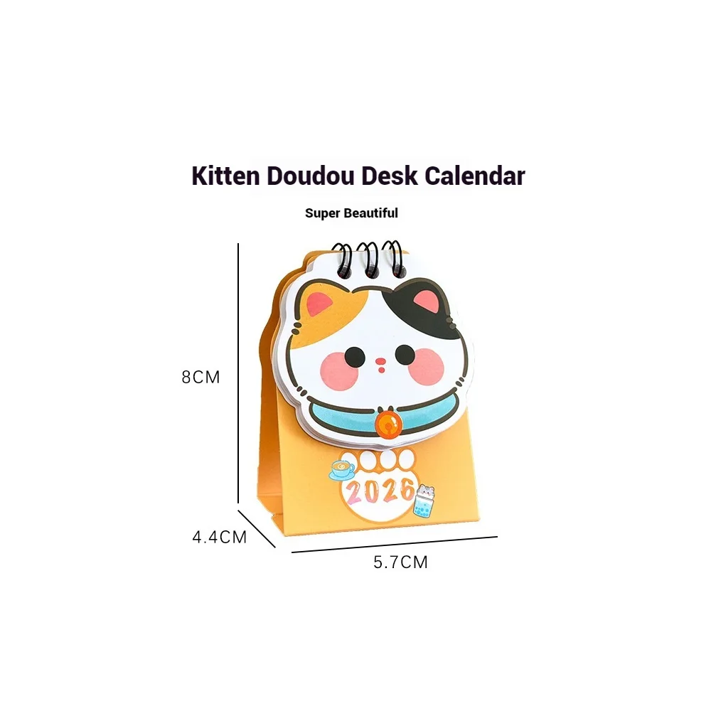 Cute Cat Desk Calendar Cartoon Mini Portable Back To School Kids Students Gift Cute Office Home Desk Day Study Decor Organizer