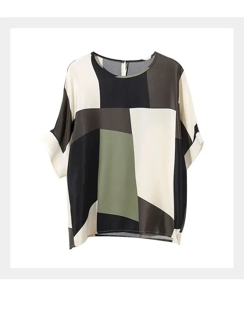 

Эстетические блузки, женские летние футболки с короткими рукавами, женские корейские свободные универсальные шифоновые рубашки с круглым вырезом и принтом, модная