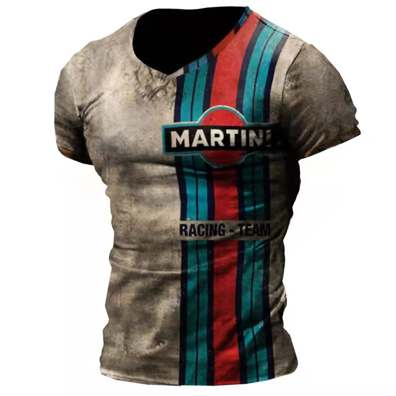 Camiseta Vintage con estampado 3D para hombre, camisa de manga corta de gran tamaño, ropa de diseñador, traje de carreras, Verano