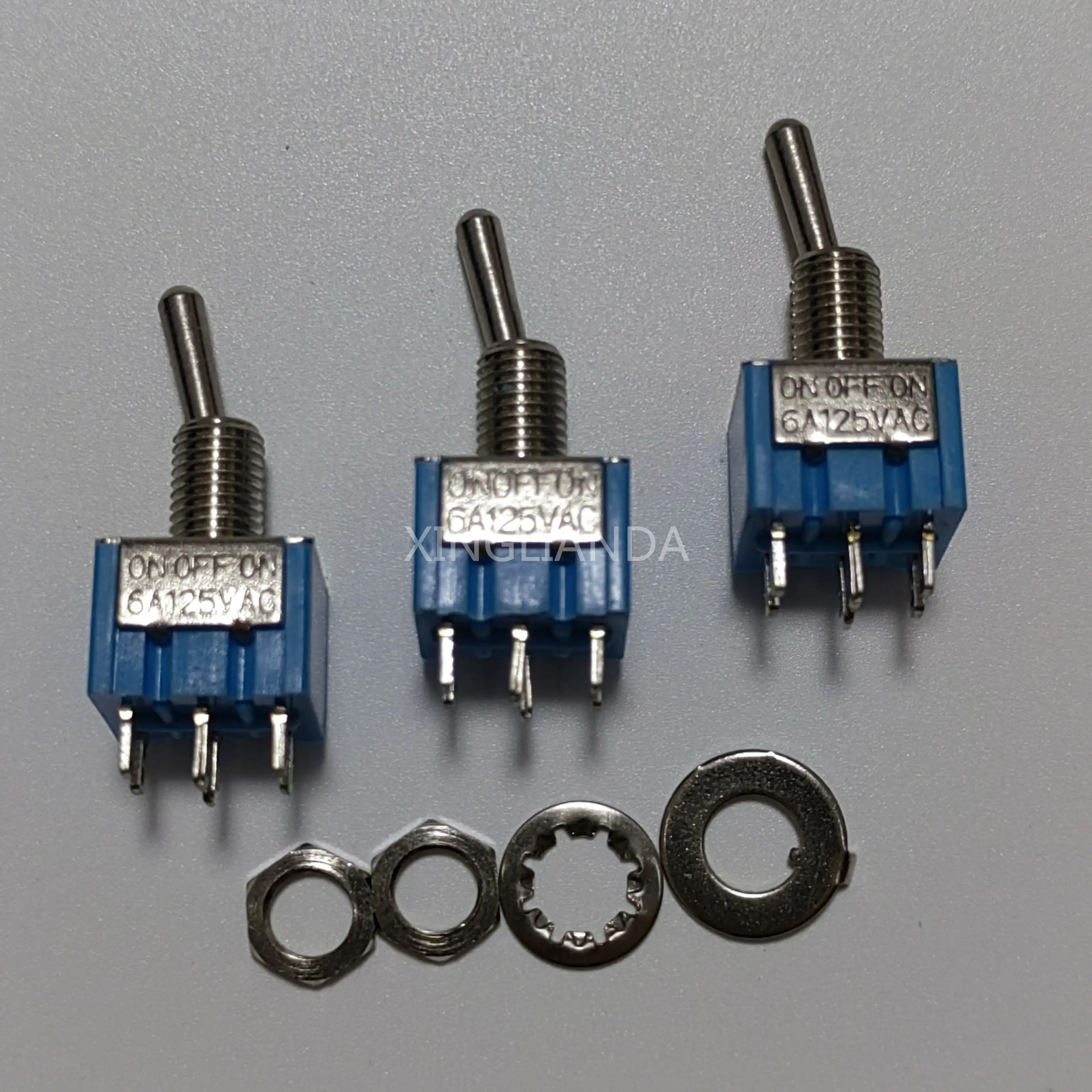 

10 шт. MTS-203 мини 6-контактный 3-позиционный тумблер ВКЛ-ВЫКЛ-ВКЛ DPDT переключатель 6A/125 В переменного тока синий