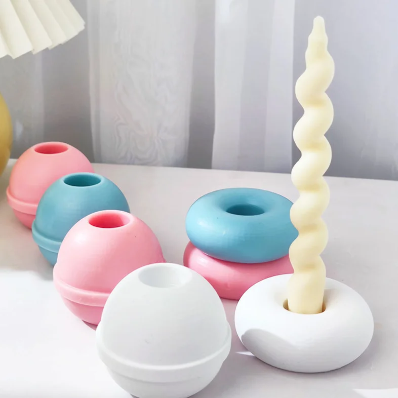 SZ683 Multi Doughnut Candlestick Silicone Mold DIY Ocarina Concrete Candle Holder Mould