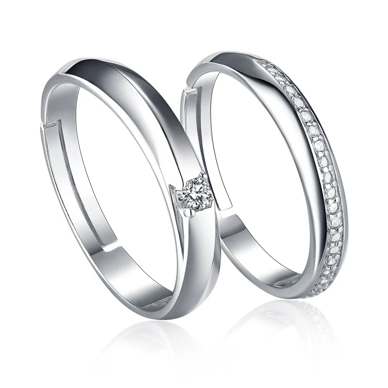 

Fashion Jewelry Cubic Zirconia Silver Couple Rings Wedding Engagement Diamond Eternity Rings