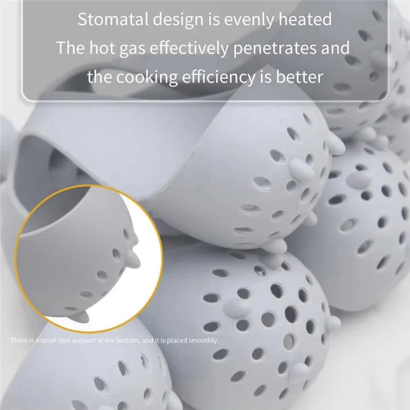 

HGFLE-4/6 Hole Silicone Egg Steamer Tray High Temperature Resistant Egg Cooker For Quick Cooking With Scald Resistant Handle