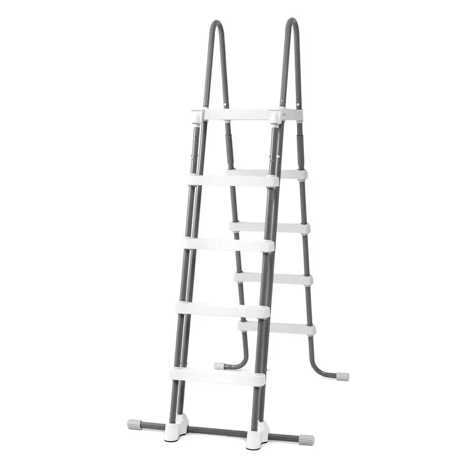 28077 Scaletta per piscina Deluxe con gradini rimovibili, acciaio e plastica, grigia, 132 cm