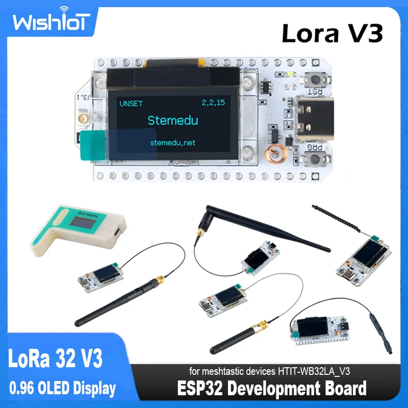 ESP32 lora 32 v3 868MHz 915MHz for meshtastic devices HTIT-WB32LA_V3 LoRa32 SX1262 0.96 OLED Display Development Board 2/5dbi