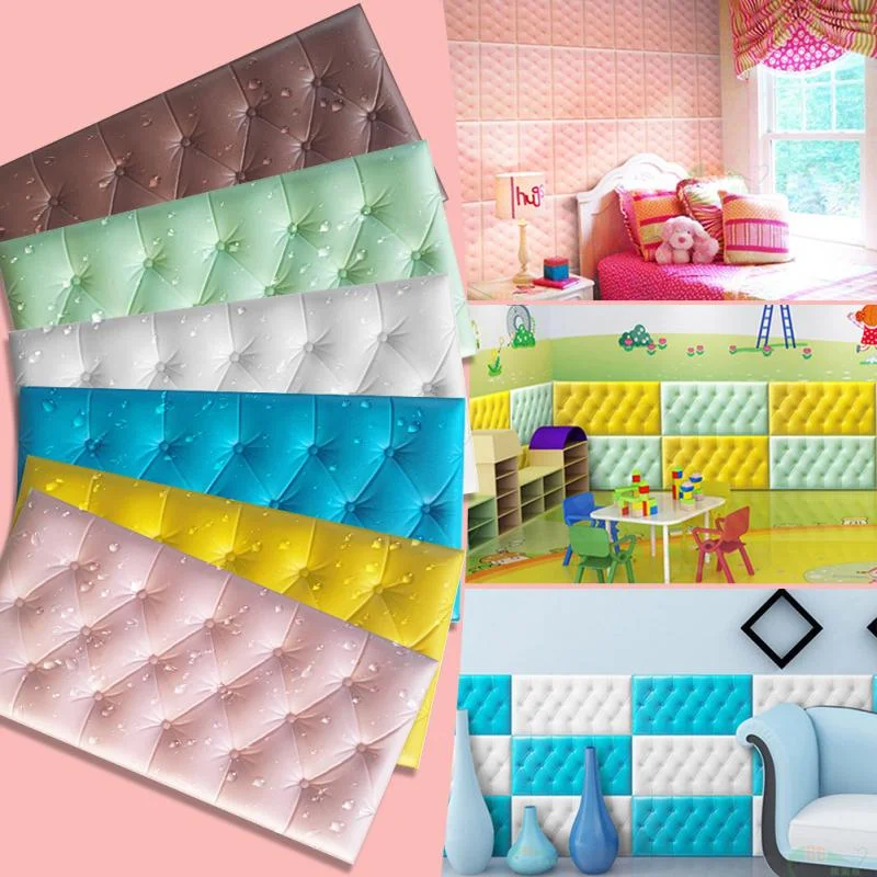 3D DIY Wall Stickers Wallpaper Self-adhesive Thicken Tatami Anti-collision Wall Mat Pad Kids Bedroom Living Room Waterproof