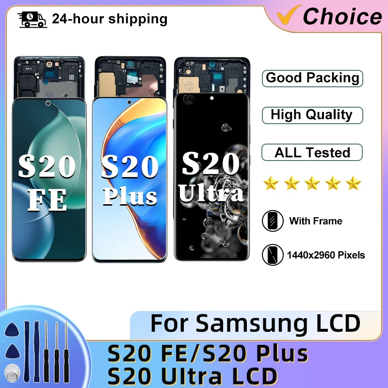TFT For Samsung S20 Plus LCD S20 FE Display Touch Screen Digitizer Assembly For S20 Ultra LCD SM-G985F Replacement Repair Parts