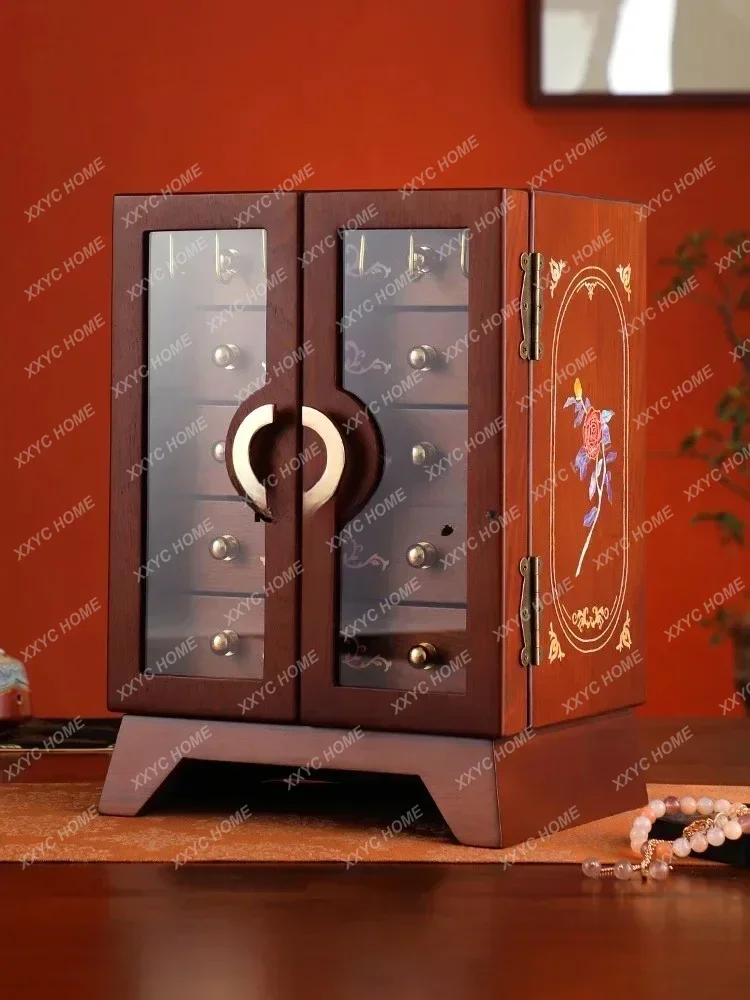 

Шкатулка для украшений A Dian, деревянная, многослойная, большой вместимости, для хранения браслетов и ожерелий, ручная работа.