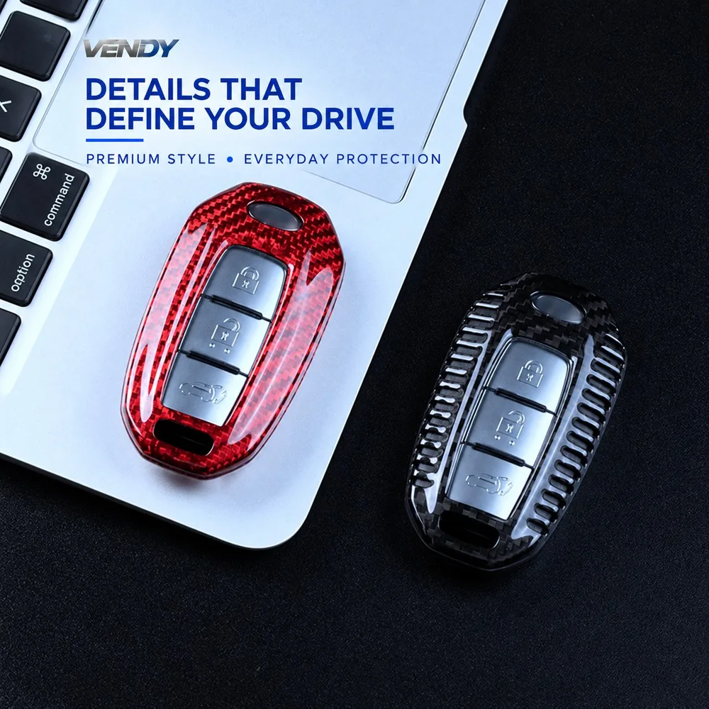 Real Carbon Fiber Car Key Case Cover Protector Shell Fob For New Infinity Infiniti Q50 Q60 QX50 QX55 QX60 Interior Accessories