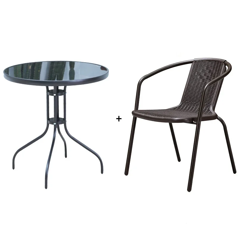Portable Outdoor Garden Furniture Poker Banquet Catering BBQ Picnic Table Set Brown Plastic Chair