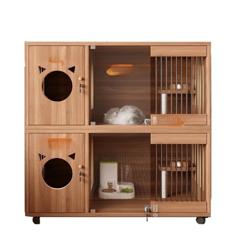 Pet cabinet, solid wood cat cage, household indoor multi-layer cat cabinet cat villa