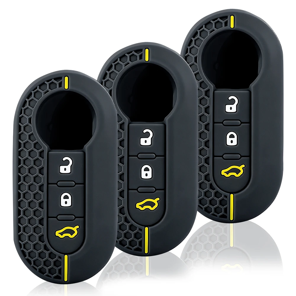 Hot 3 Buttons Silicone Car Key Case Cover for Fiat 500 Flip Folding Remote Key Shell for Fiat Punto Panda Car Accessories