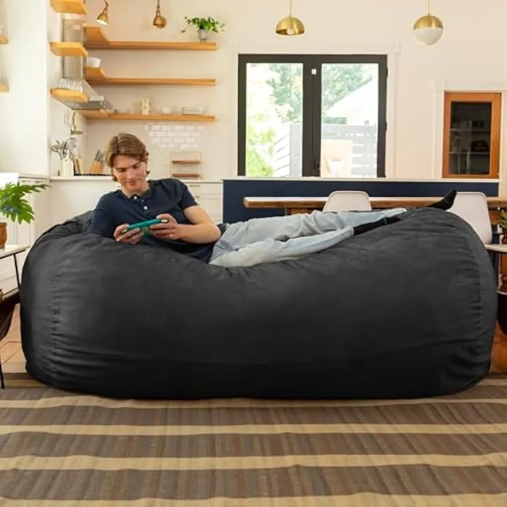 7-Fuß-Sofa mit riesigem Sitzsack, Schwarz