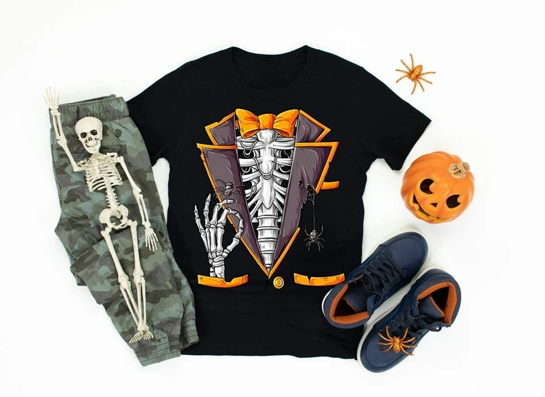 Skeleton Tuxedo Halloween Shirt  Happy Halloween Gifts  Trick or Treat  All Saints Day / Day of The Dead Man and Woman