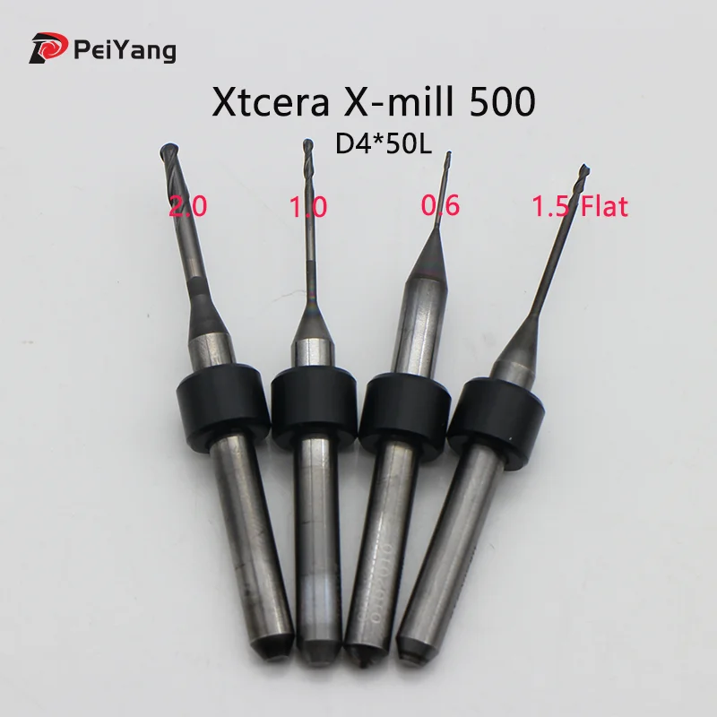 Xtcera-Xmill 500Plus DC Diamond Coated Milling Cutter Shank 4mm Diameter 2.0/1.0/0.6mm for Milling Machine Tool Burs
