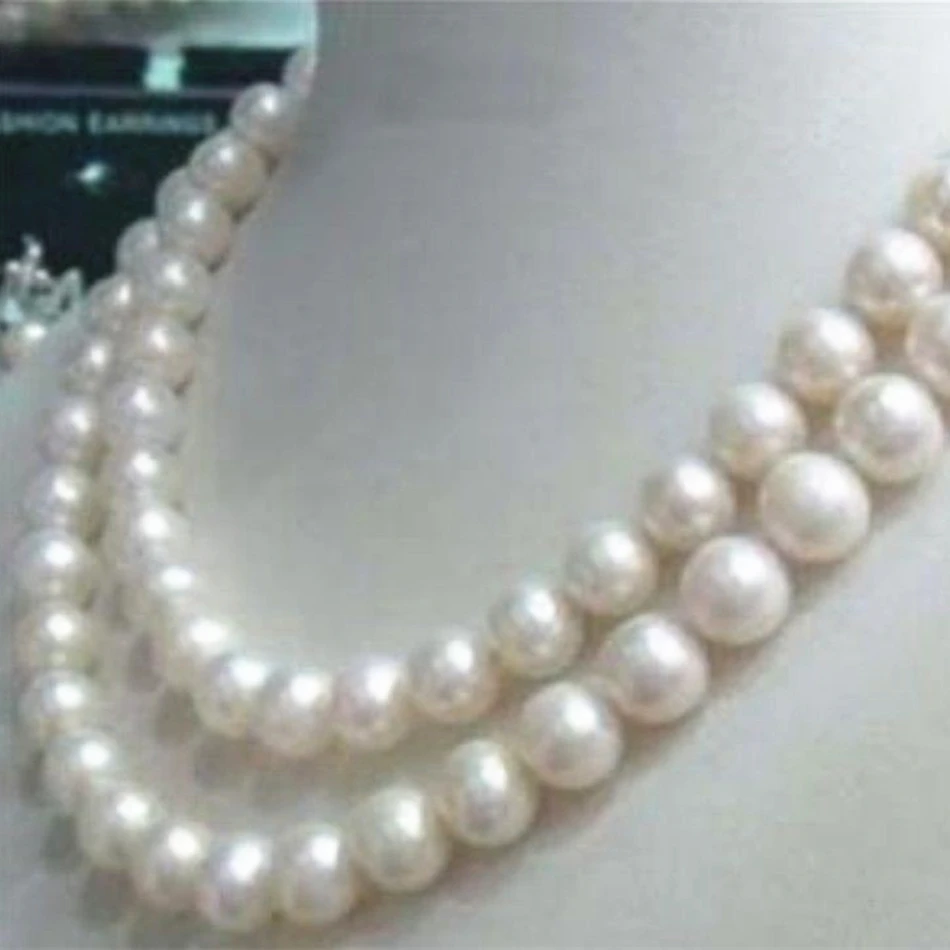 Wholesale price natural white Akoya cultured 8-9mm round pearl beads high quality necklace women best gift jewelry 32inch