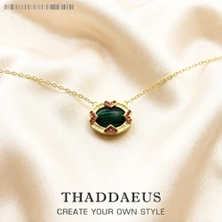 Necklace Green Oval Gold Summer Brand New Fine Jewelry 925 Sterling Silver Vintage Gift For Women