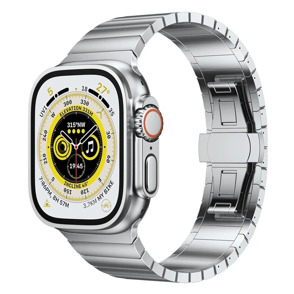 Correa de acero inoxidable para Apple watch, pulsera de negocios de 45mm, 44mm, 42mm, 41mm, 40mm, 38mm, iwatch Ultra 2, 49mm, 9, 8, 7, 6, 5, 4, se 3