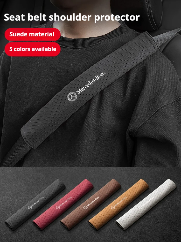 

Car Suede Seat Belts Shoulder Protector Pad Safety Belt Cover For Mercedes-Benz A B C E G S V R Class GLA GLC GLE GLK Vito SLK