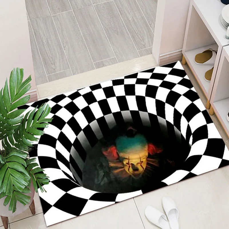 3D Effect Floor Mat Cartoon Vertigo Carpet Home Bedroom Living Room Door Mat Bathroom Non-slip Bedroom Living Room Floor Mat