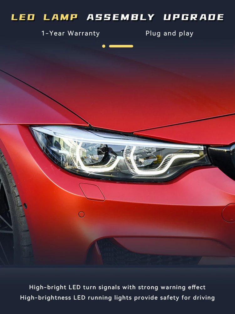 

Автомобильные фары для BMW 4-й серии F30 F35 2013-2017, фара F32 F36 F82, обновление DRL, ксеноновые светодиодные линзы для проектора «ангельские глазки», автоаксессуары