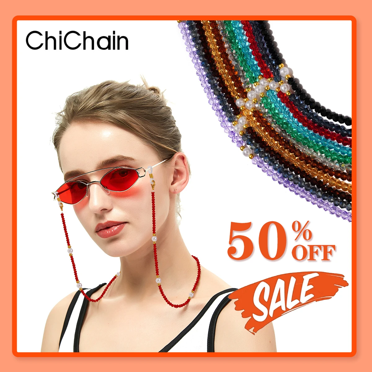 

New Fashion Crystal Mask Chain Peal glasses Lanyard Anti-lost Earphone Chain Sunglasses Rope Chain Mask Hanging Glasses Chains