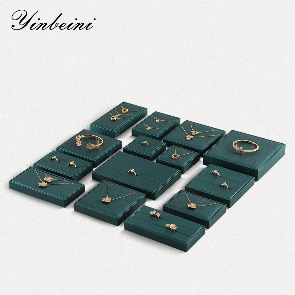 YinBeiNi Necklace Ring Display Tray Bracelet Holder PU Leather Jewel Display Storage Set Table Top Jewelry Organizers P020