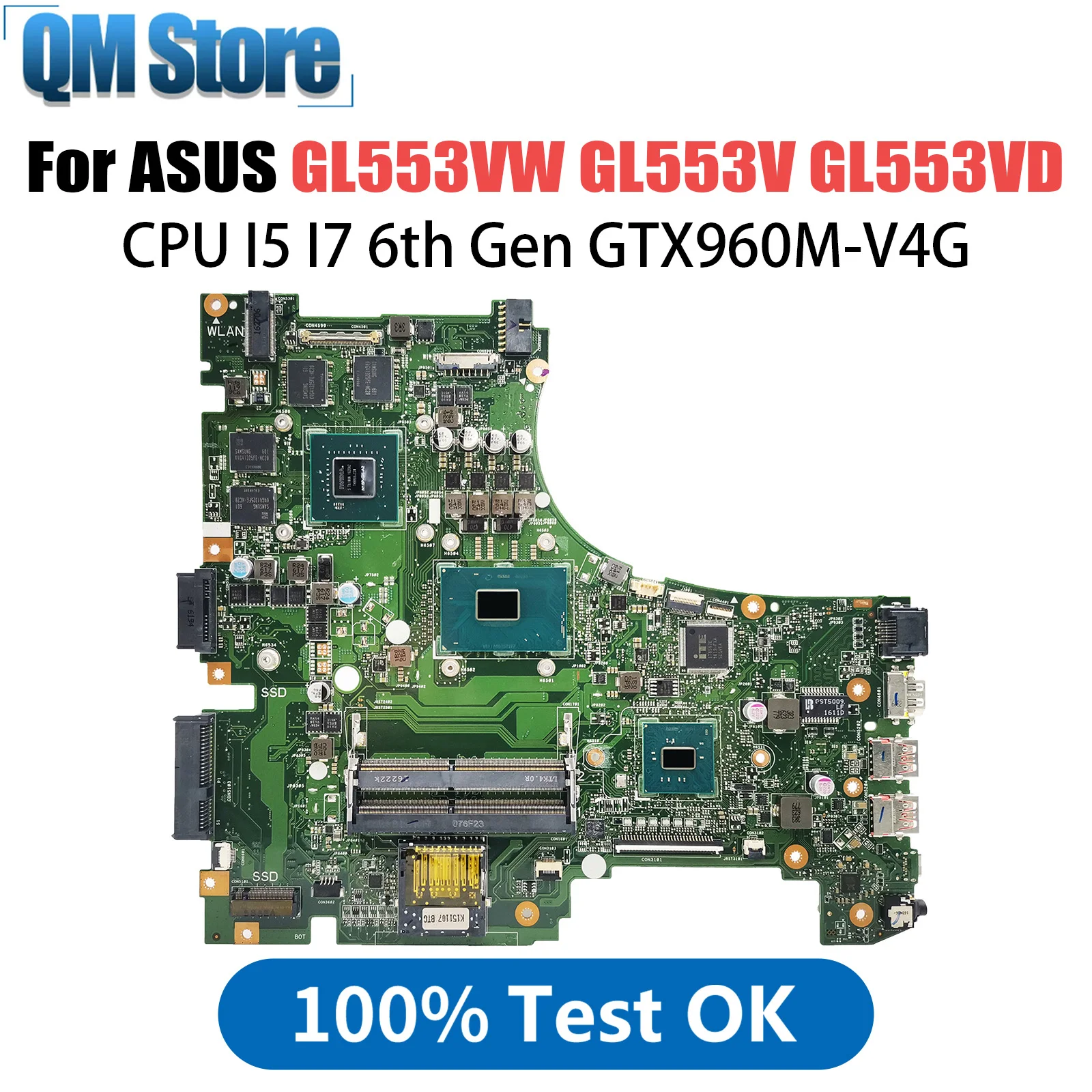 GL553VM Mainboard For Asus GL553V GL553VD GL553VE GL553VW FX53VD FX53V Laptop Motherboard i5-6300HQ i7-6700HQ GTX960M/4G