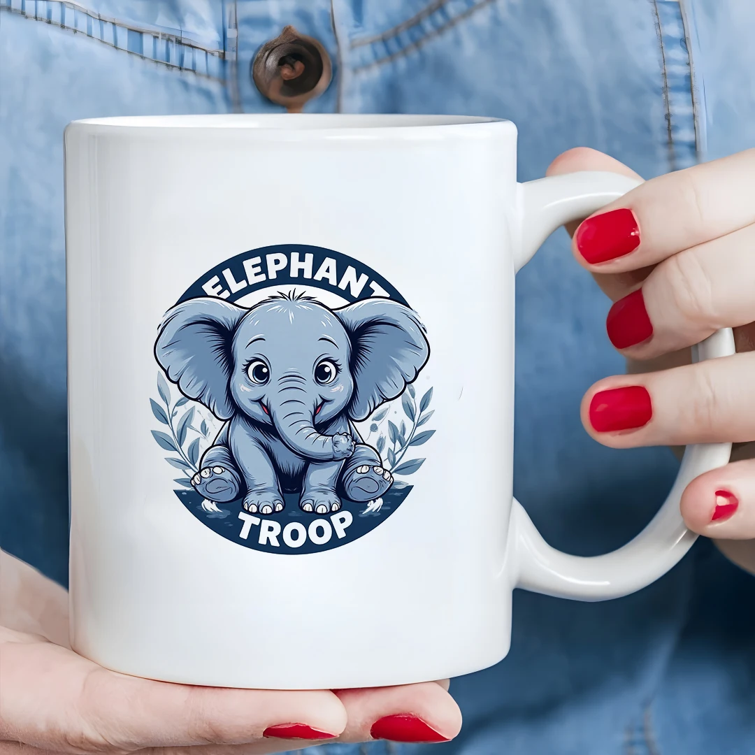 

Cartoon Baby Elephant 11OZ Insulated Cup Hot & Cold Beverage Mug Parent-Child Christmas Gift Family Office Cup