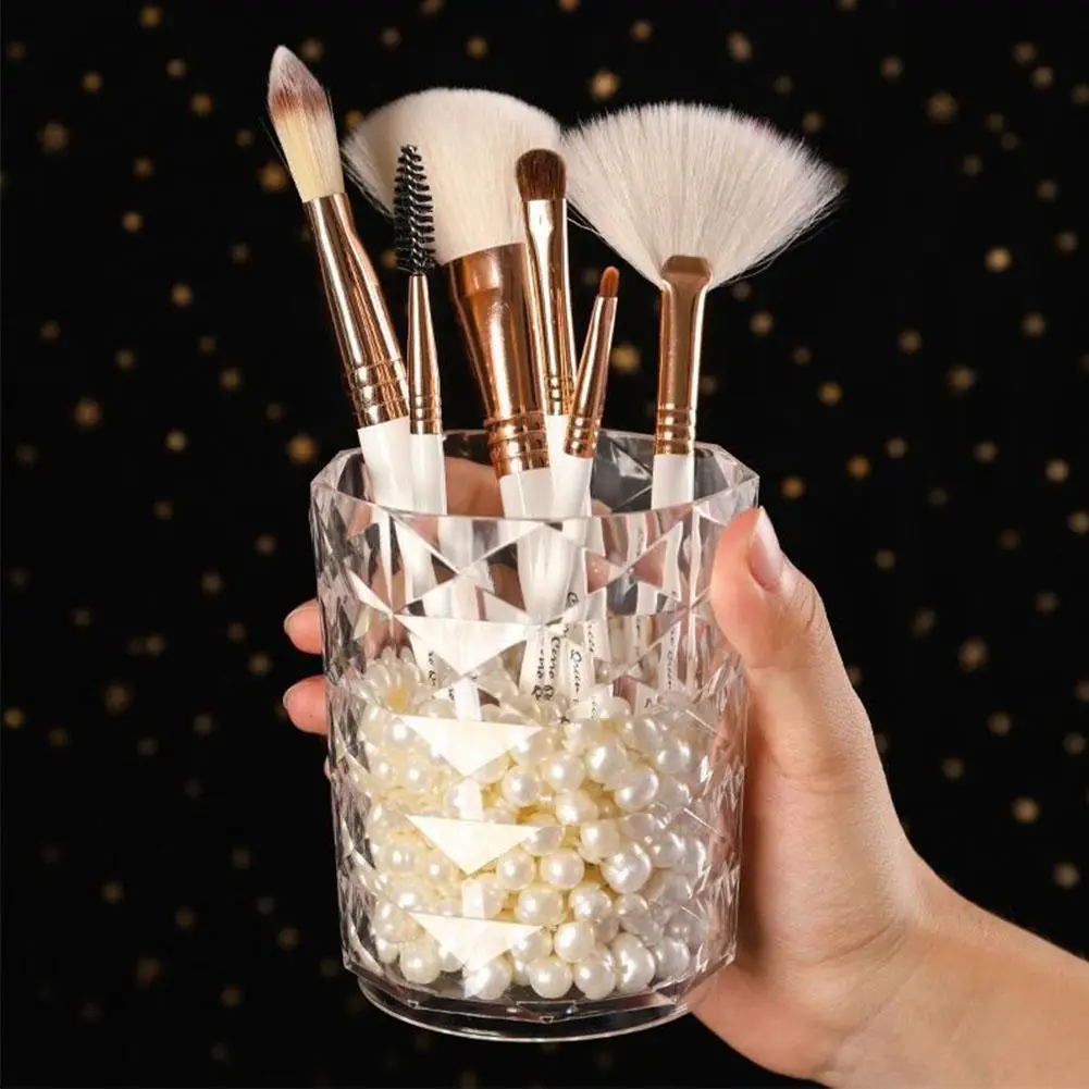 Cosmetic Storage Dustproof Makeup Brush Storage Bucket Cosmetic Brush Holder Cup Transparent Pen Holder For Dressing Table ﻿