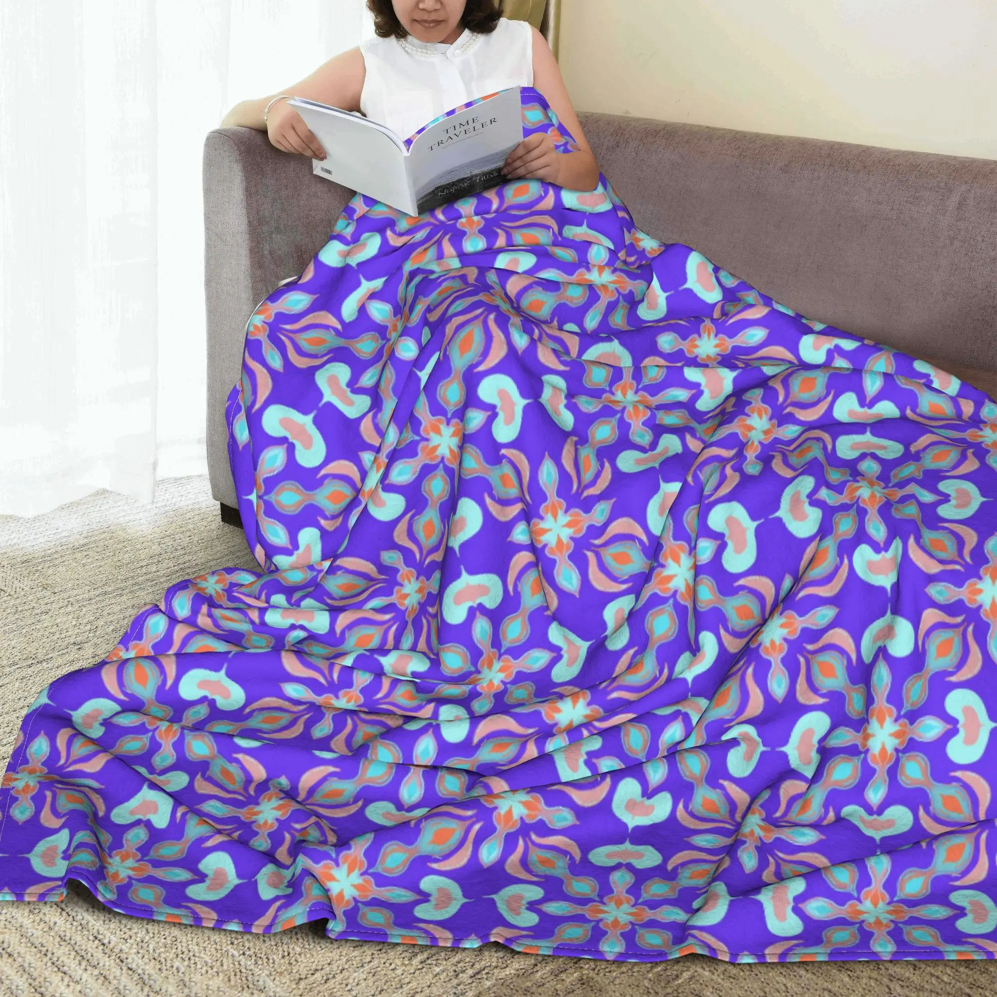 Floral Flame on Violet Dreams Blankets Portable Fleece Sofa Throw Blanket for Couch Bedding Travel Throws Bedspread Quilt