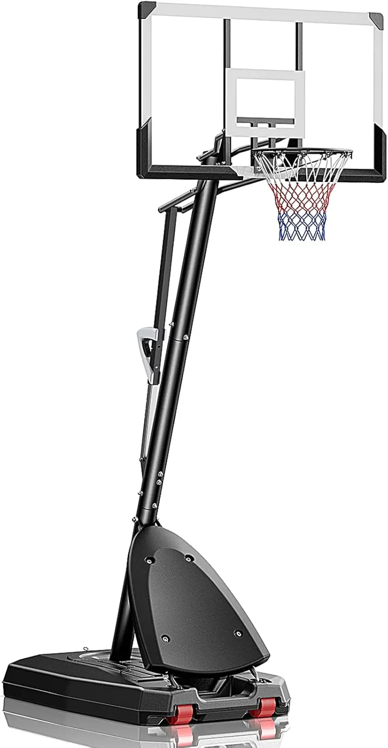 Basketball Hoop Outdoor, 4.9-10 ft Adjustable Height, Weather-Resistant Heavy Base and 45 Inch Shatterproof Backboard, Portable