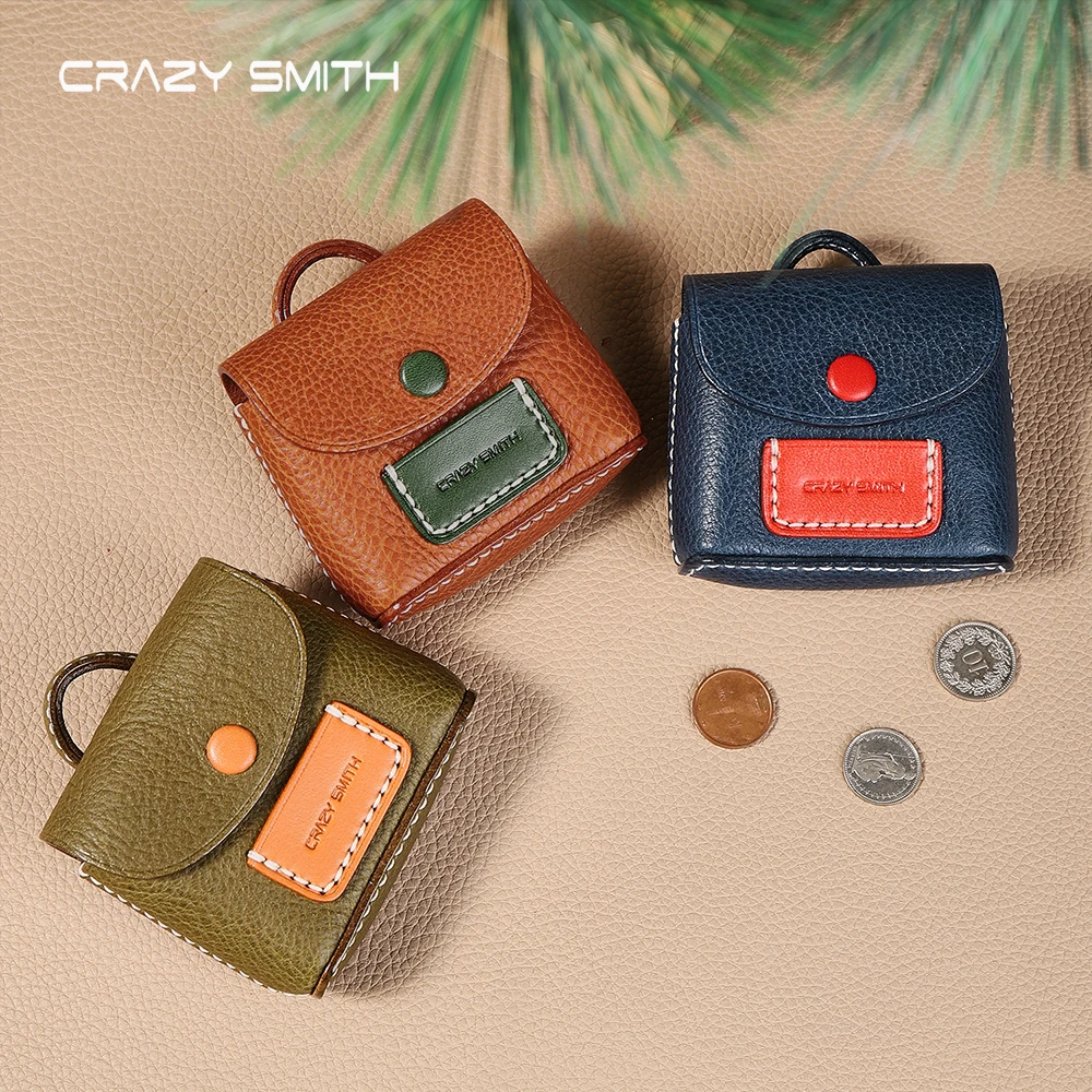 Handmade Full‑Grain Leather Mini Jewelry Organizer Pouch Multifunctional Storage Bag For Wireless Earbuds Keys Small Accessories