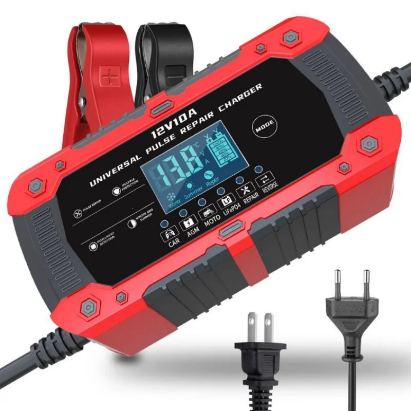 Chargeur de batterie de voiture au lithium de fer, réparation d'impulsions de batterie au lithium, plomb-acide, AGM, GEL, PB, 12V, 10A, 14.6V