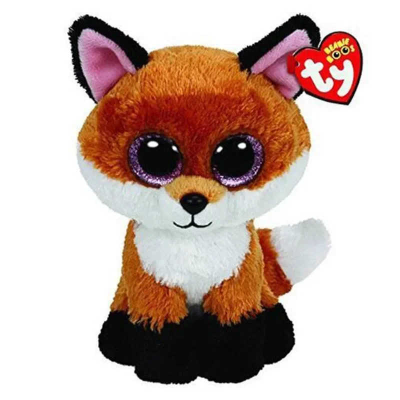 15cm Ty Big Eye Beanie Animals Plush Toy Fox series Cute Animal Plush Collectible Toy Children Holiday birthday Gift